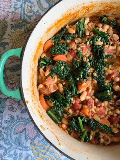 HEARTY VEGGIE, BACON AND BEAN STEW