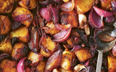 ROASTED POATOES WITH RED ONION, BALSAMIC & PANCETTA