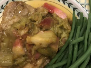 Fennel-basted-porkchops-with-rhubarb