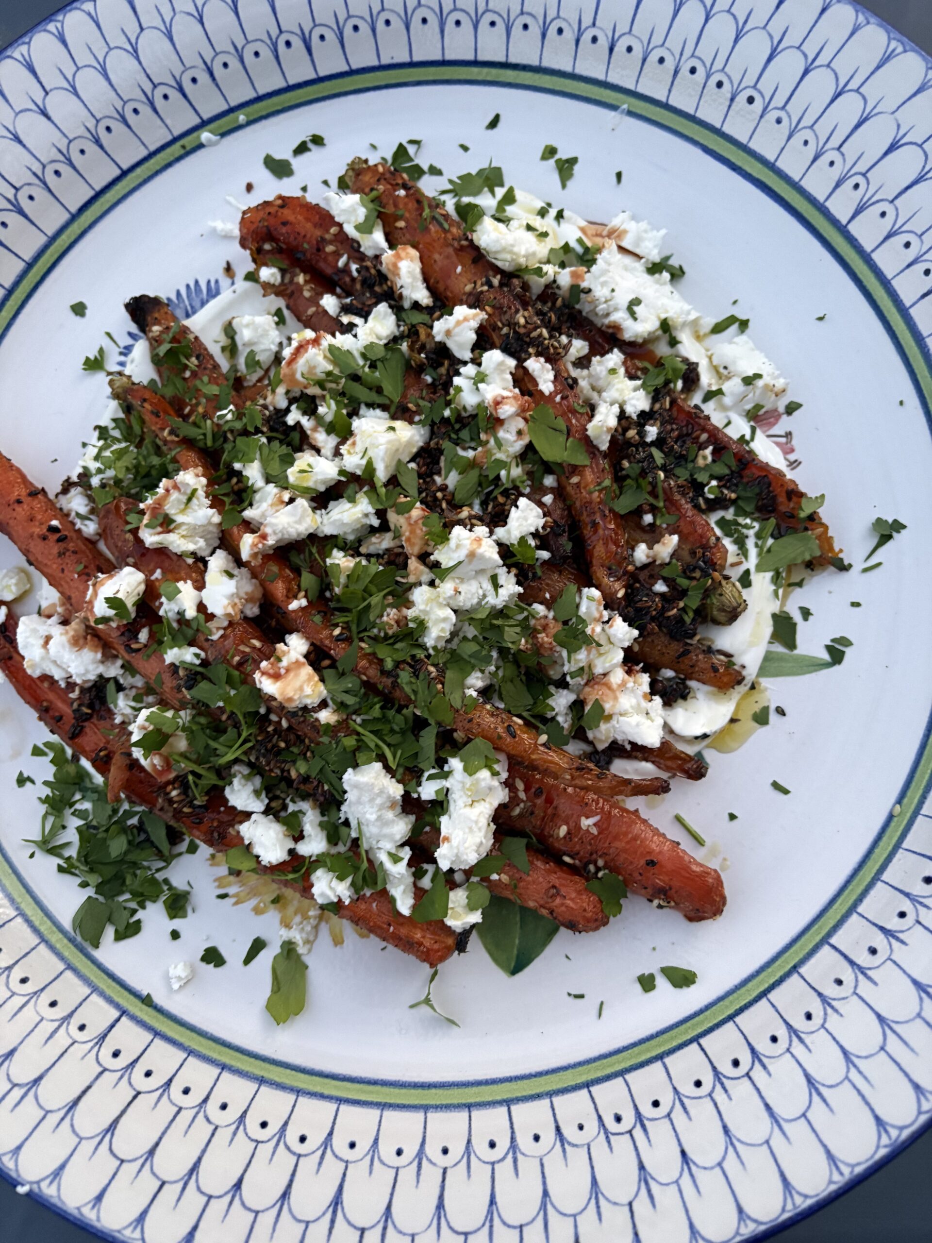 Warm roasted carrot salad with feta