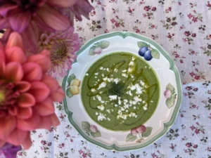 Chilled Green Gazpacho with feta crumble